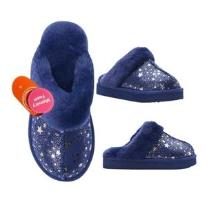 Wonder Nation Metallic Plush Gold Star Slippers